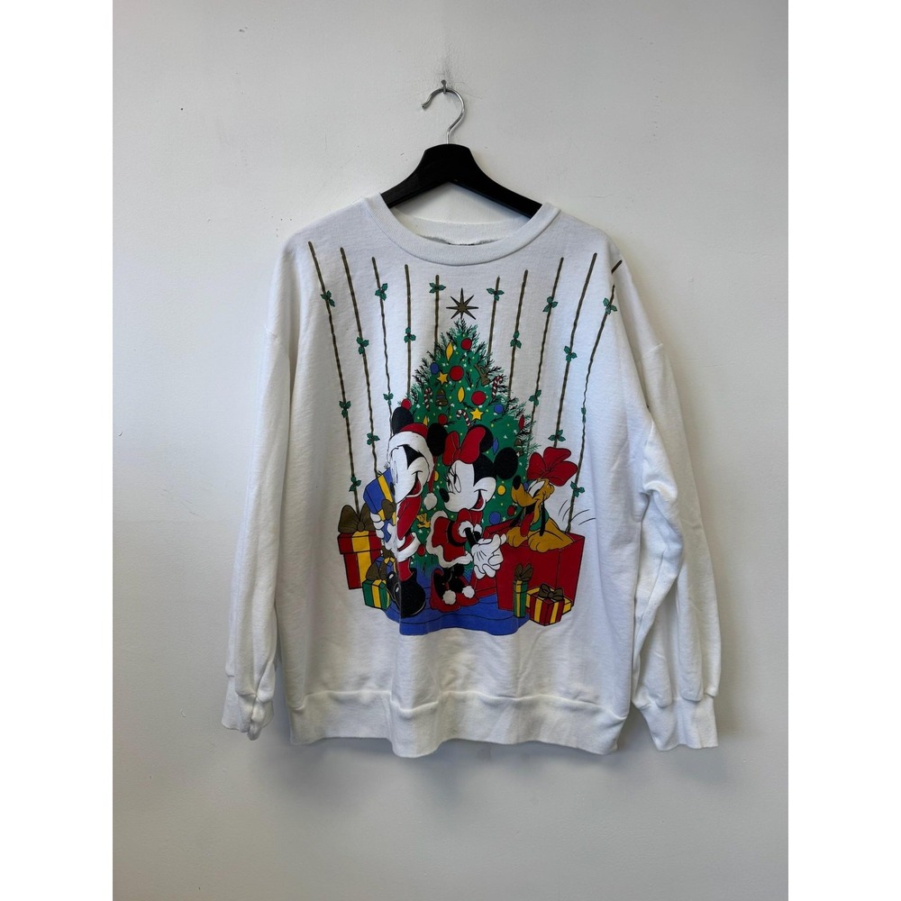 Vintage Mickey‎ Unlimited Christmas Sweatshirt Mens XL White Mickey Mouse 90s